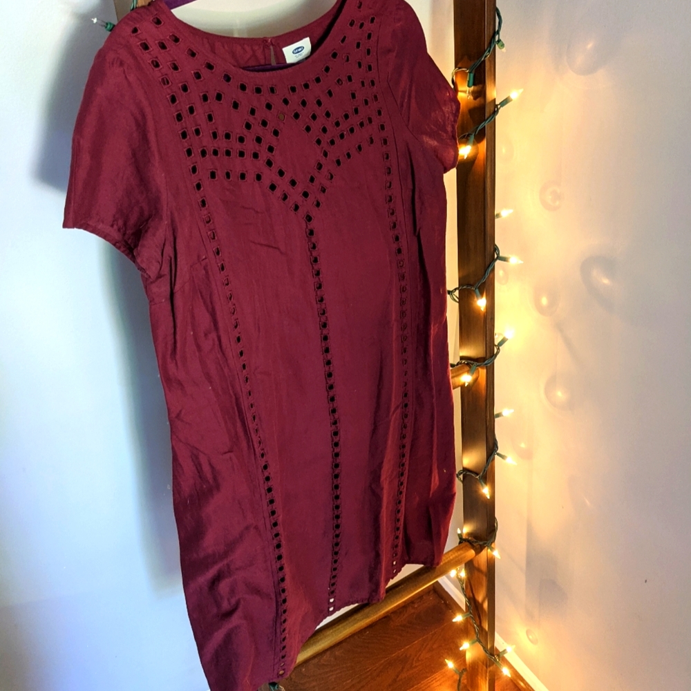Old Navy Wine Dress with Eyelet Details
